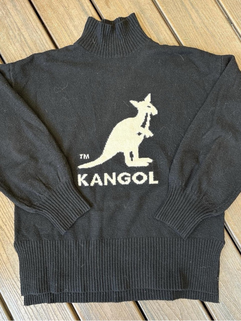 H&M Kangol Black Logo Turtleneck Sweater